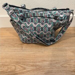 Vera Bradley Quilted Shoulder Bag in Gray and Green Paisley